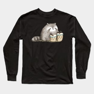 Raccoon on Bongos Long Sleeve T-Shirt